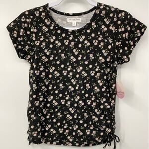 Full Circle Trends Junior's Floral Short Sleeve Shirt Top NEW Size Large (14)